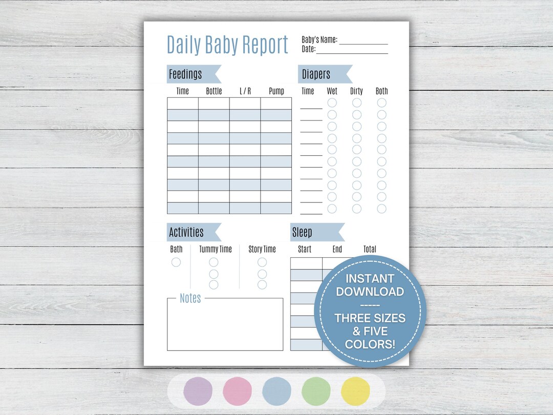 Baby Daily Log, Baby Daily Tracker, Newborn Care Log, Diaper Change Log ...