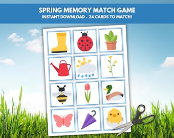 Spring Memory Game Printable, Spring Matching Game, Toddler Preschool Activities, Kindergarten Homeschool Learning, Quiet Time, Busy Book