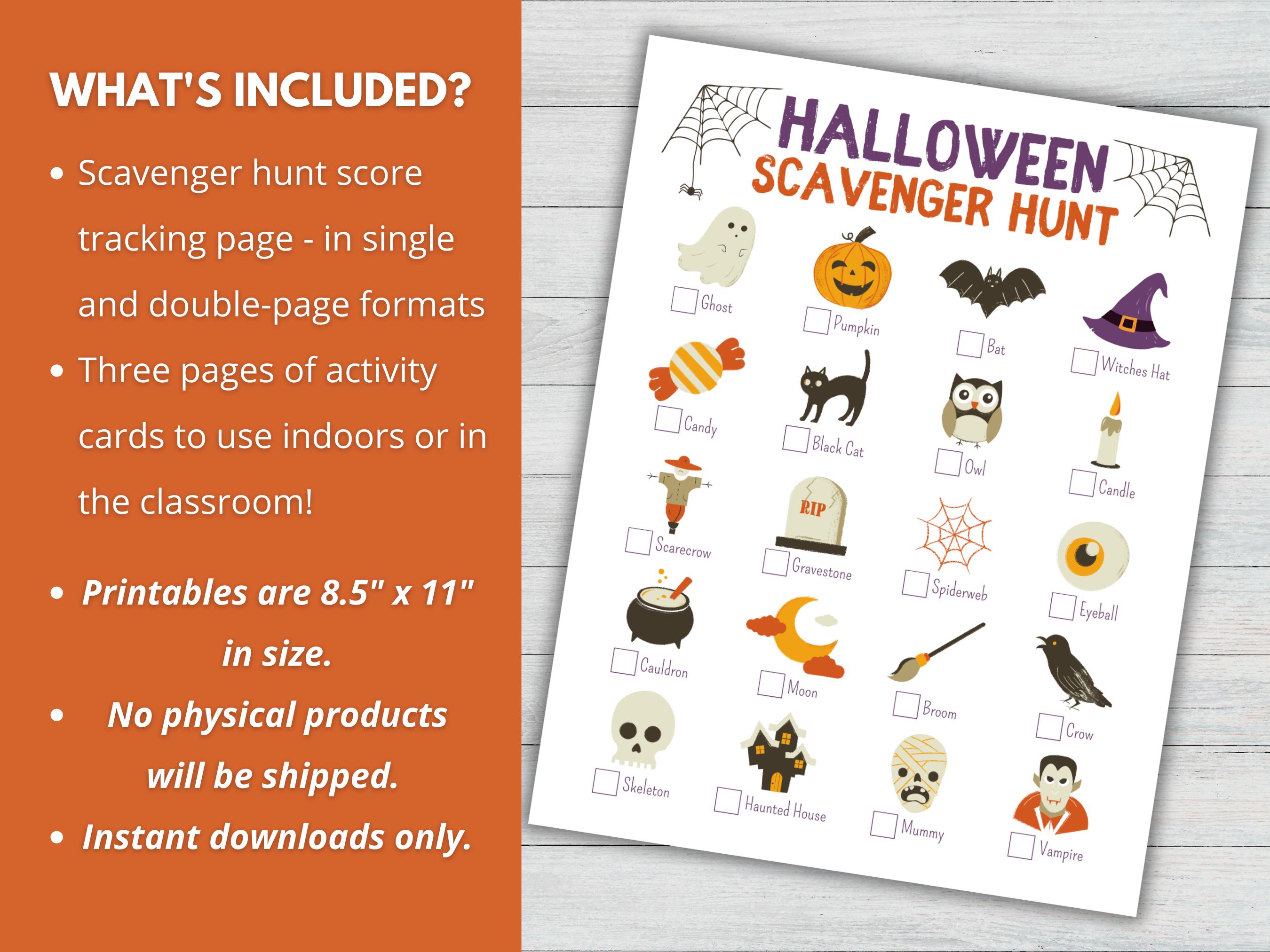 Halloween Scavenger Hunt Printable, Halloween Party Game for Kids ...