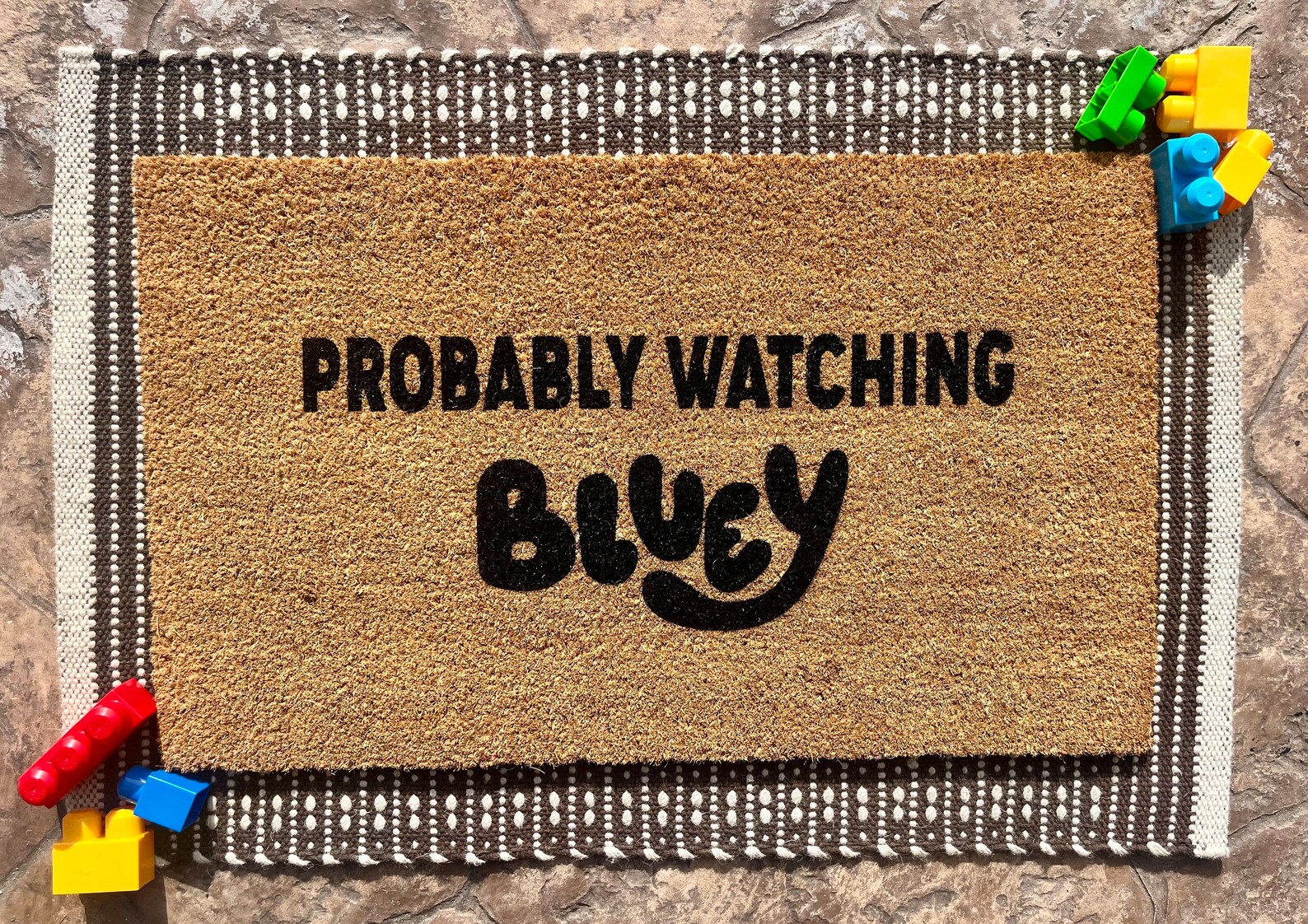 Bluey Doormat. Probably Watching Bluey Doormat. Handmade Doormats