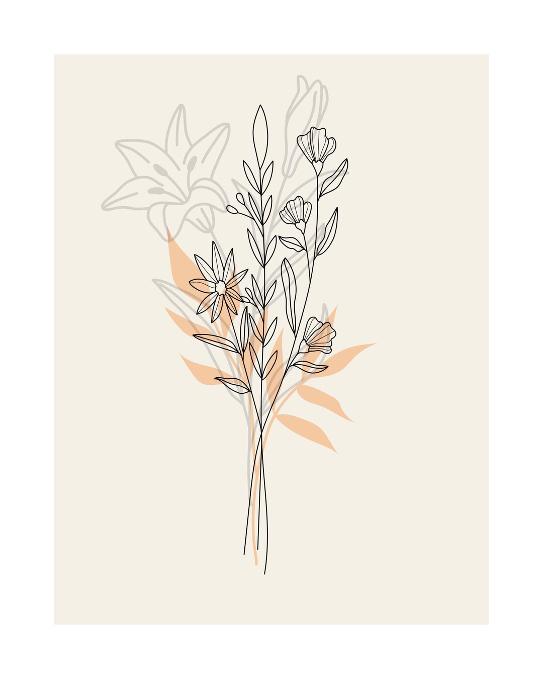 Minimalist Floral Line Work Wall Art Etsy