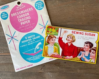 Vintage 1960'S Advertising Sewing Susan Eye Needles - Dressmakers Tracing Paper