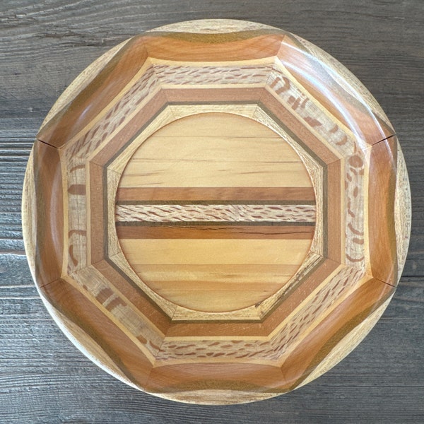 Handcrafted New Zealand Inlaid Wood Bowl Trinket Dish