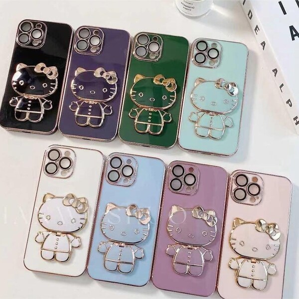 Cute Hello Kitty iPhone 14 Cases with Mirror and Stand for iPhone 14 plus iPhone 14 Case iPhone 14 Pro Case iPhone 14 Pro Max Case iphone 13