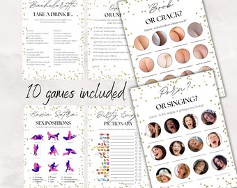 Gold Rude Hen Party Games Bundle | Instant Printable Download | Cheeky Naughty Funny Rude | Bachelorette Party | Bridal Shower | Lesbian