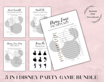Princess Party Games Bundle | Birthday Bachelorette Hen Party | Instant Digital Download | Fun Clean Love | Pictionary Mickey Minnie