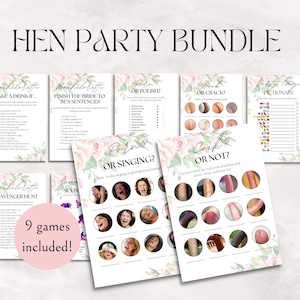 Floral Rude Hen Party Games Bundle | Instant Printable Download | Cheeky Dirty Naughty Funny | Bachelorette Party | Bridal Shower | Lesbian