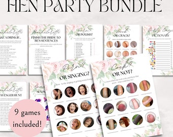 Floral Rude Hen Party Games Bundle | Instant Printable Download | Cheeky Dirty Naughty Funny | Bachelorette Party | Bridal Shower | Lesbian