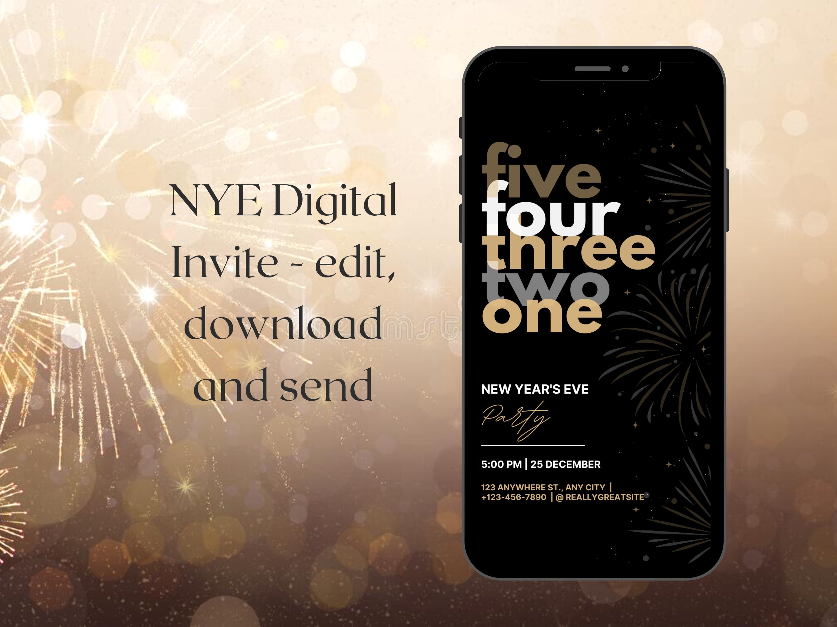 EDITABLE New Year's Eve Party Invitation Print at Home Etsy Canada