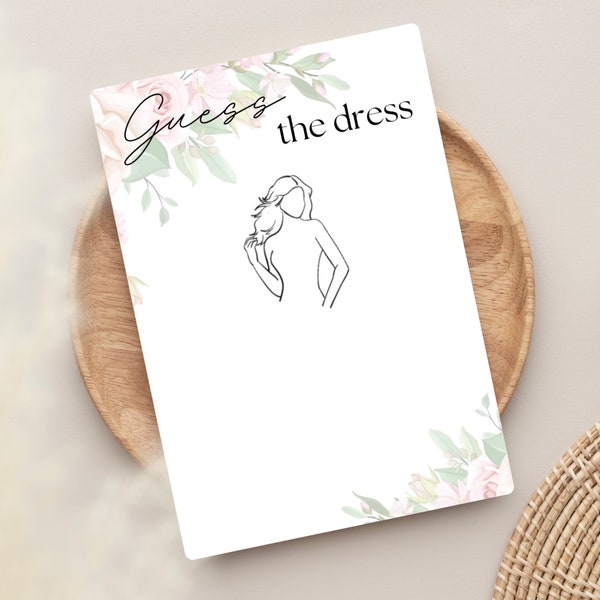 Guess the Dress | Hen Party Game | Digital and Printable | Elegant Floral Design | Bachelorette Party Game | Bridal Shower | Bride to Be