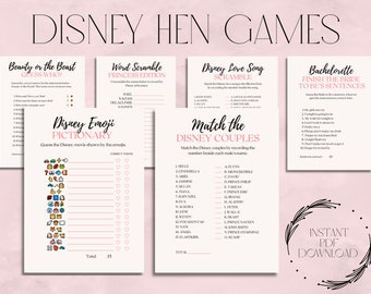 Princess Hen Party Games Bundle | Bachelorette Party | Bridal Shower | Instant Digital Download | Fun Clean Love | Pictionary Mickey Minnie