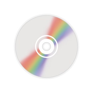 Puede incluir: Un disco compacto plateado con un efecto arcoíris en la superficie. El disco tiene un agujero central y un anillo plateado alrededor.