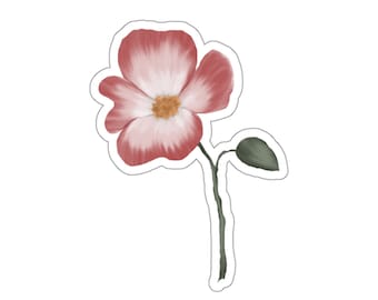 Watercolor Flower Sticker, Pink Flower Sticker, Gardening Sticker, Spring Sticker, Refrigerator, Locker