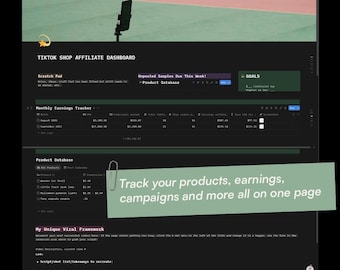 Tiktok Shop Affiliate Dashboard Notion Template