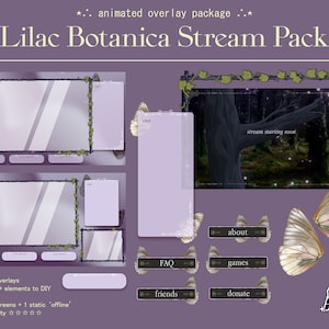 Lavender Stream Overlay Package | Premium Twitch Overlay Pack | Animated Screens | Alerts | Info Panels | Fairycore, Cottagecore, Purple
