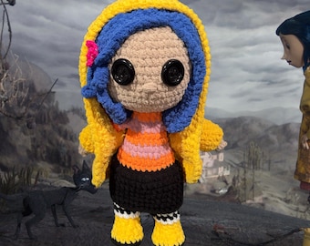 Coraline Button Eyed Crochet Amigurumi Doll