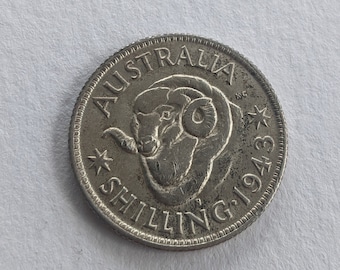 1943 Australian 1 Shilling -George VI Silver