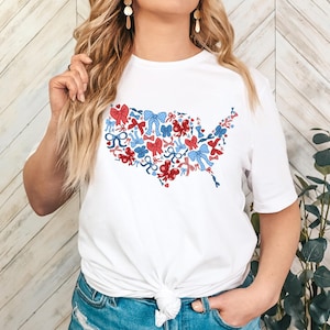 USA Blumenkarte T-Shirt, Sommer Vibes T-Shirt, Geschenk für Reisende, Unabhängigkeitstag Shirt, einzigartige, umweltfreundliche Mode