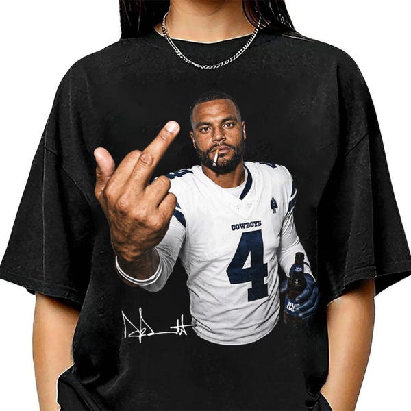 Camiseta con el dedo medio de Dak Prescott, divertida camiseta del quarterback de los Cowboys, camiseta Comfort Colors