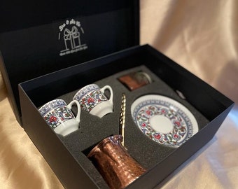 Turkish Coffee Set with Traditional Pattern // Expresso Set // Coffeepot (optional) // Personel Gift