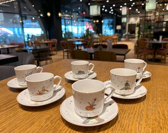 Little Prince Turkish Coffee Set, Espresso Mug Set, Turkish Cups, Iconic Gifts, Housewarming Gifts, Traditional Gifts, Personel Gift