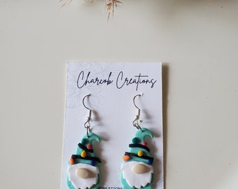 Gnome christmas dangle Earrings| festive |present|made in canada| gifts for her | handmade earrings | statement| gifts for women