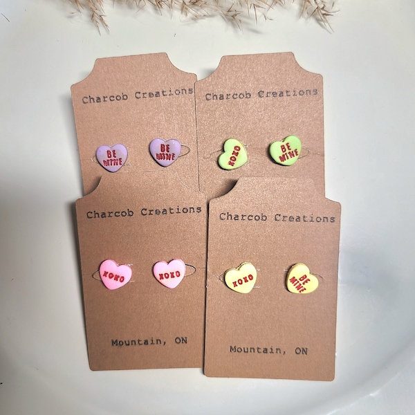 Conversation heart studs |made in canada| gifts for her | handmade earrings | polymer clay earrings| gifts for women|festive| Valentines