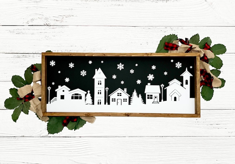 Winter Village Sign Christmas Village Décor Farmhouse Sign Etsy