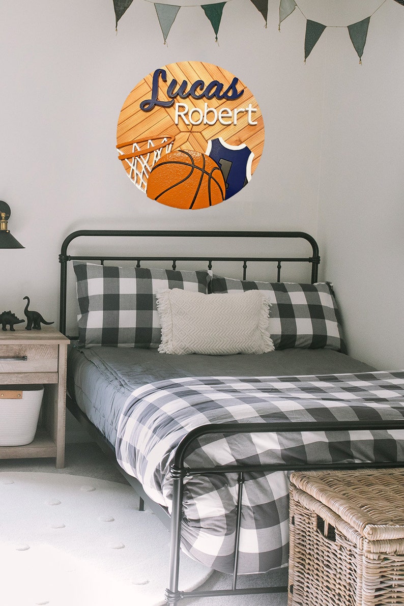 Custom Basketball Theme Name Sign Boy Basketball Nursery Name Etsy