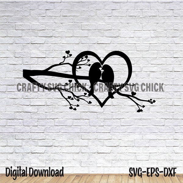 Love Birds Svg, Tree Branch Svg, Love Birds Eps, Tree Branch Eps, Plasma Dxf Files, Plasma Cut File, Metal Sign Cut File, Laser Cut File