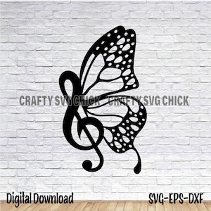 G Clef Music Svg, Butterfly Svg, G Clef Music Eps, Butterfly Eps, Music Note Svg, Music Teacher Svg, Plasma Dxf Files, Plasma Cut File