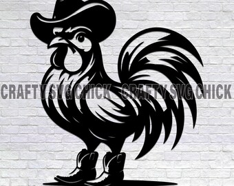 Gallo Vaquero Svg, Gallo Vaquero Png, Gallo Vaquero Dxf, Svg Pdf Png Dxf, Diseño Láser, Letrero de Puerta, Señalización de Madera, Letrero de Metal, Archivo de Corte Cnc