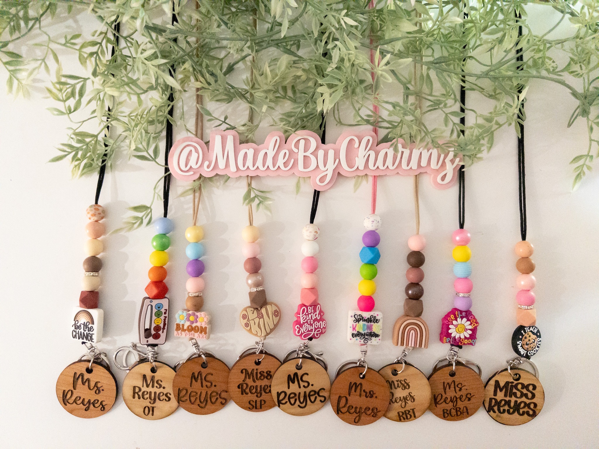 Therapist Lanyard| Lanyard with Wood Engraved Name, SLP Lanyard, Counselor Lanyard,BCBA Lanyard, OT Lanyard,Psychologist Lanyard,Rbt Lanyard