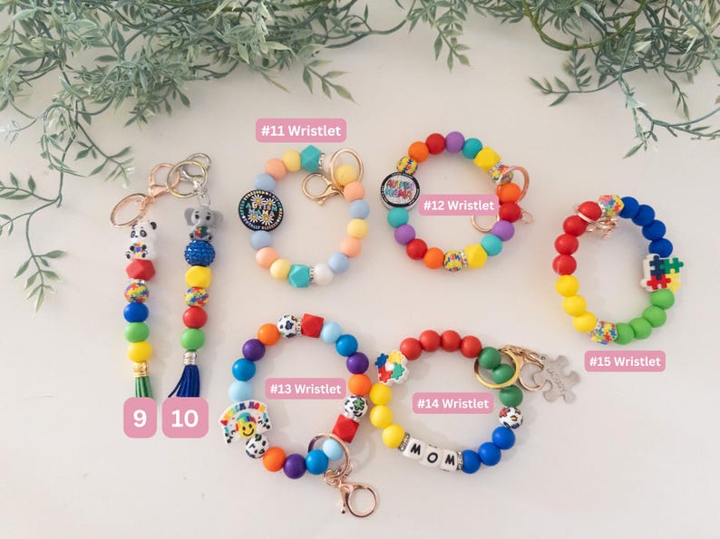 Autism Awareness Keychain: Silicone Beads, Tassel Bag Tag image 4