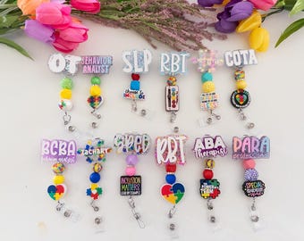 Autism Badge Reel| Autism Awareness Badge Reel, Autism Beaded Badge Reel, Autism Love Badge Reel, Autism Badge Holder, Autism ID Holder