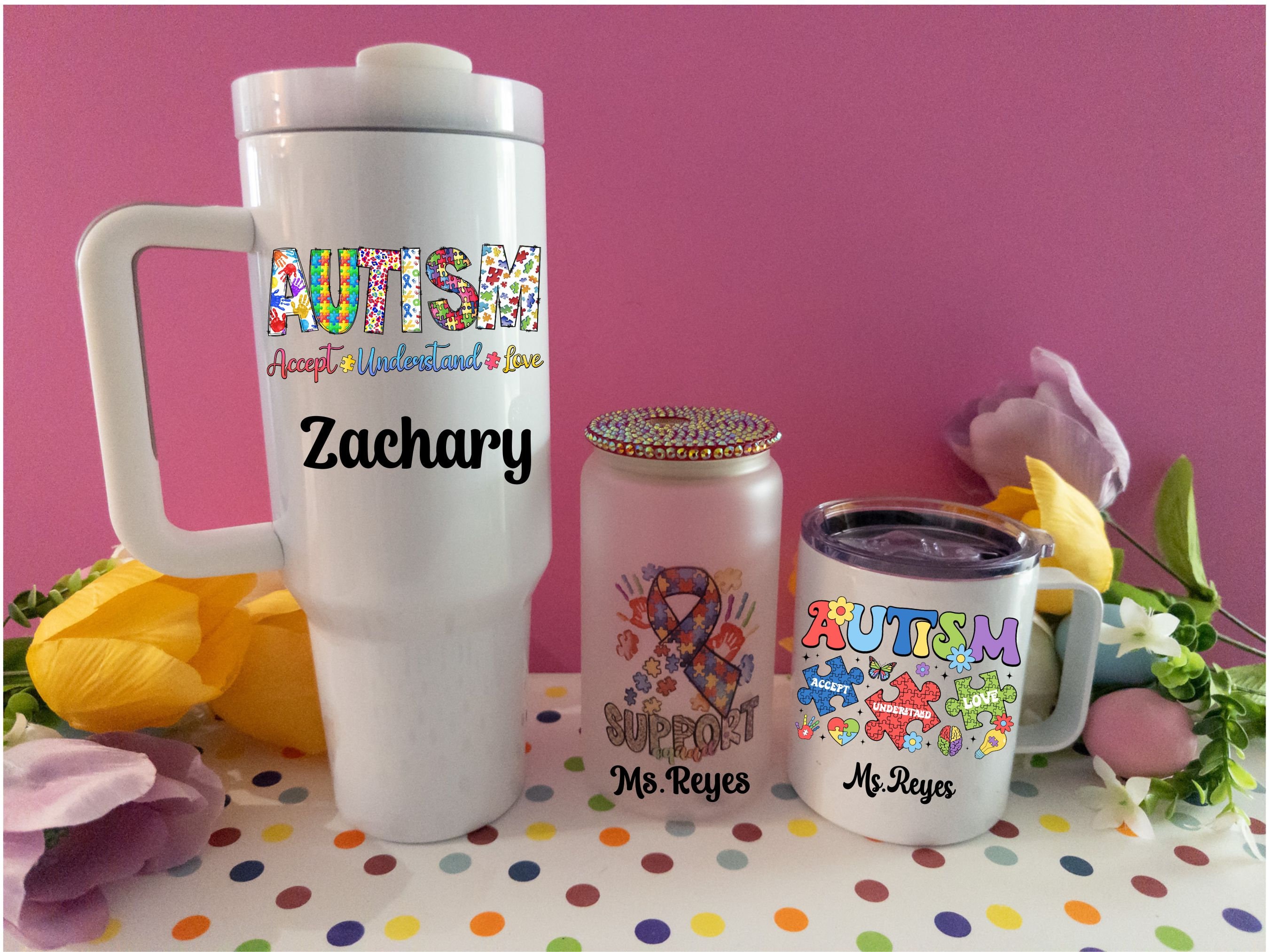 Autism Awareness Tumbler| 40oz Autism Cup, Autism Glass Cam