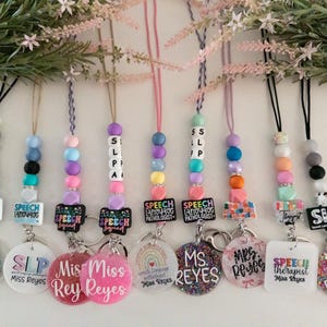 SLP Lanyard| Speech Language Pathologist Lanyard, Speech Squad Lanyard, Speech Therapist Lanyard, Beaded Lanyard, Personalized Lanyard