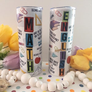 Funny Teacher Tumbler: Math & English Jokes, 20oz Stainless Steel