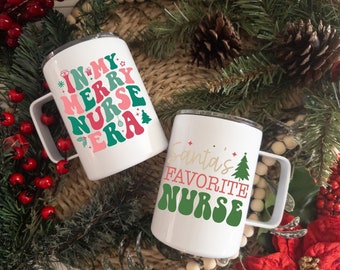 Nurse Christmas Mug | Holiday Coffee Tumbler, Gift for Nurse