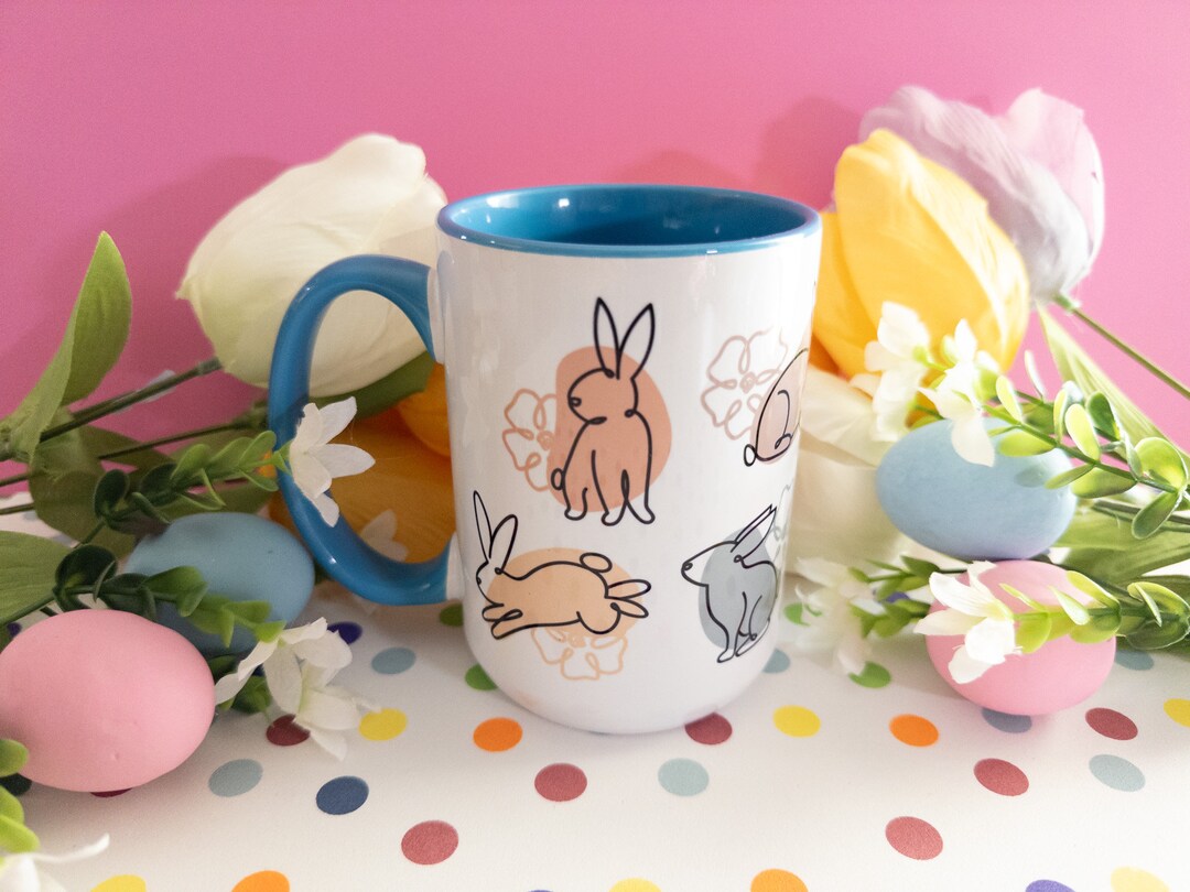Easter Bunny Coffee Mug| Bunny Mug, Cute Easter Cup, Easter Bunny Cup ...