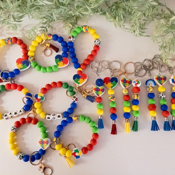 Autism Awareness Keychain| Autism Wristlet, Silicone Beads Keychain, Silicone beads wristlet, Autism Awareness, Keys Accessories