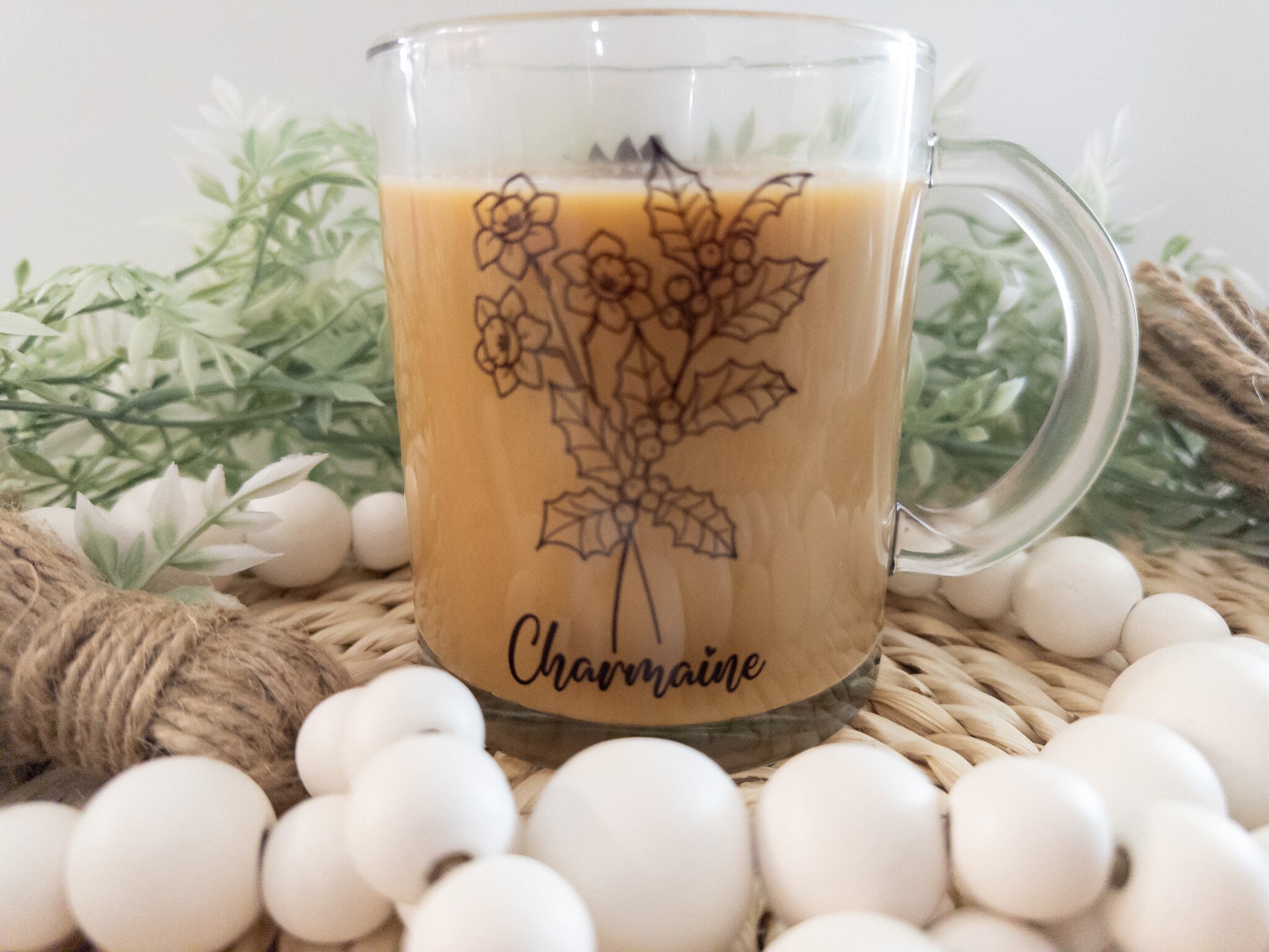 Retro Flower Mug Flower Mug Coffee Mug Clear Coffee Mug Trendy