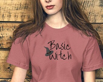 Camiseta básica de bruxa, Camiseta de bruxa, Camiseta básica de bruxa para Halloween, Camiseta de Halloween,