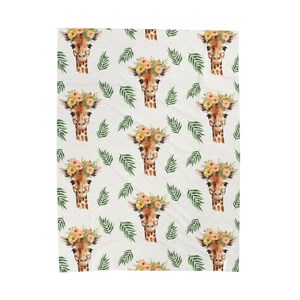 Flower-Crowned Giraffe Light Velveteen Blanket image 6