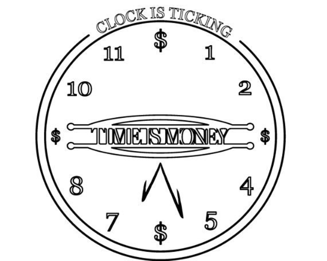 Clock is Ticking Time is Money SVG, Clock Face Svg, Vintage Clock Svg, Time Svg, SVG Clock