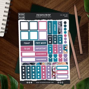 Feuille d'autocollants sorcier JJK ~ Feuille d'autocollants fonctionnels pour anime ~ Fournitures de journalisme manga ~ Stickers pour agenda esthétiques