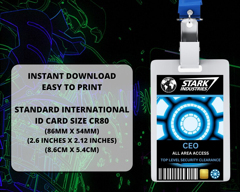 PRINTABLE Stark Industries CEO ID Card Badge Special Etsy