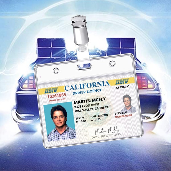PRINTABLE MARTIN MCFLY, Drivers License, Id card, Cosplay accessories, Replica, Id badge, Name badge, Secret agent badge, Prop, Halloween