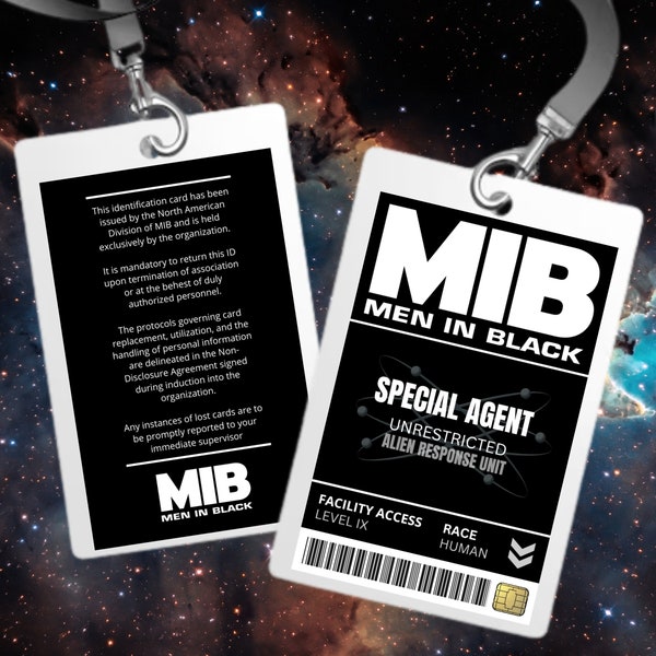 PRINTABLE Man in Black ID Card | Badge | Special Agent | Cosplay | Costume | Name Tag | Prop | Halloween | Generic