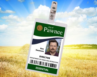 PRINTABLE Ron Swanson Parks and Recreation id Card | City of Pawnee | Generic Replica | id Card Badge Cosplay | Costume Name Tag Prop